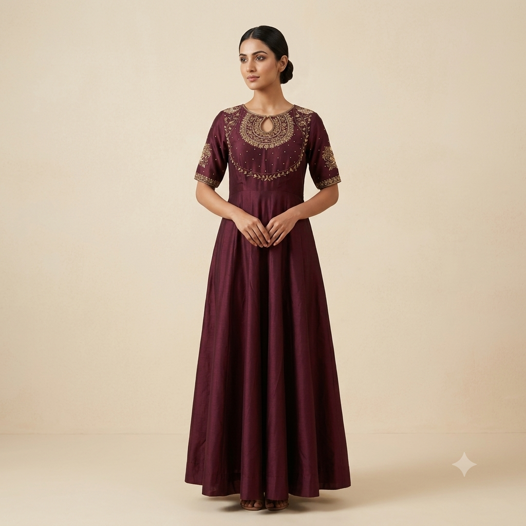Marodi Embroidered Maharani Gown