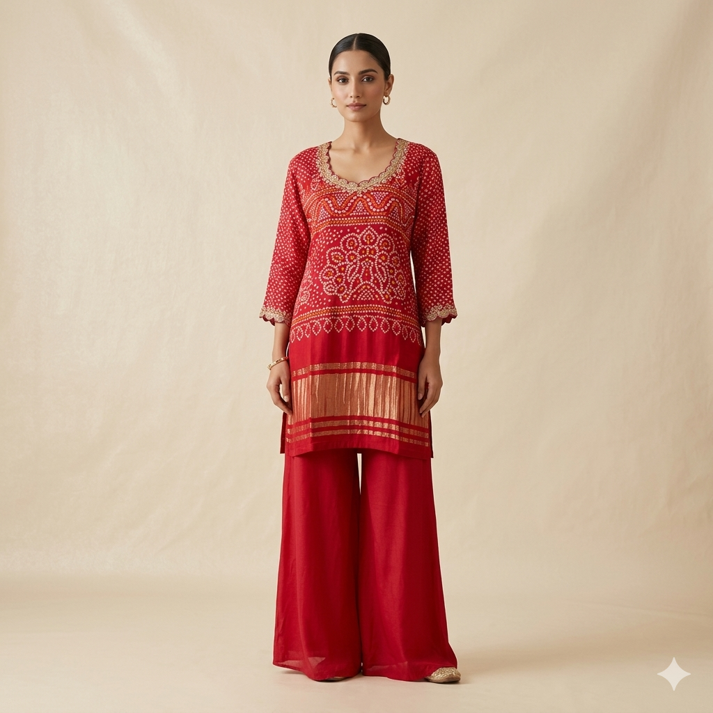 Rani Bandhini Modal Short Kurta Plazzo Set