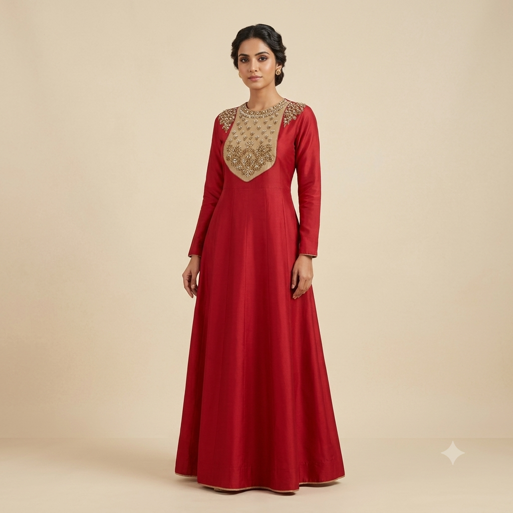 Cherry Vintage Embroidered Yolk Gown