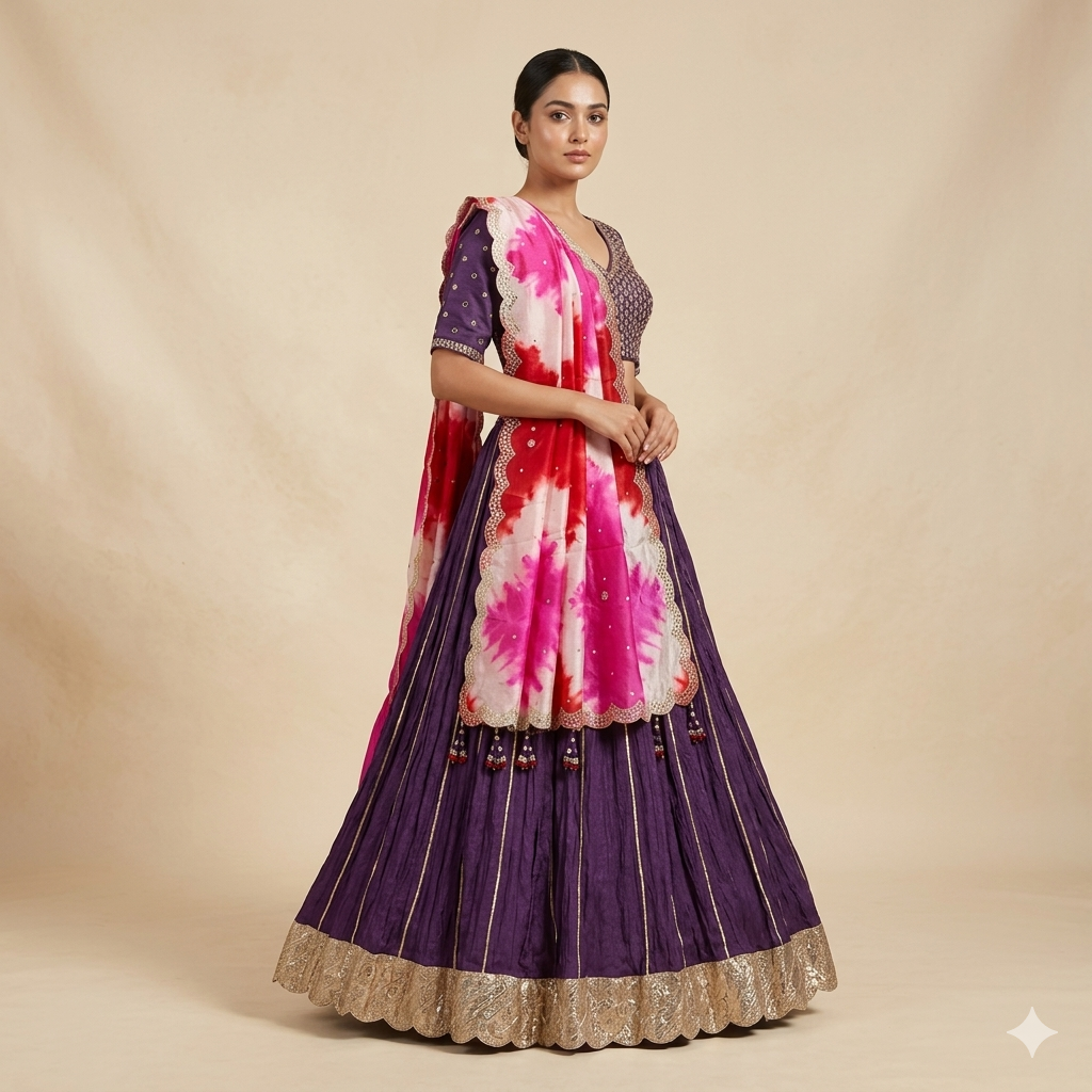 Purple Crush Chaniya Choli with Shibori Dupatta