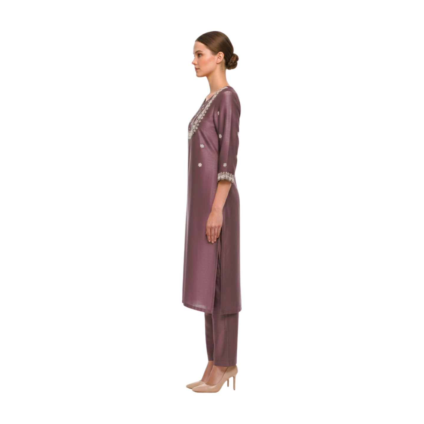 Hand-Embellished Mulberry Silk Kurta Set